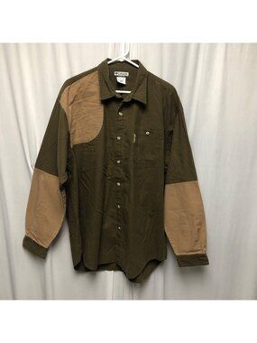 Columbia Hunting Field Shirt Mens Size XL Brown Tan Long Sleeve Button Up
